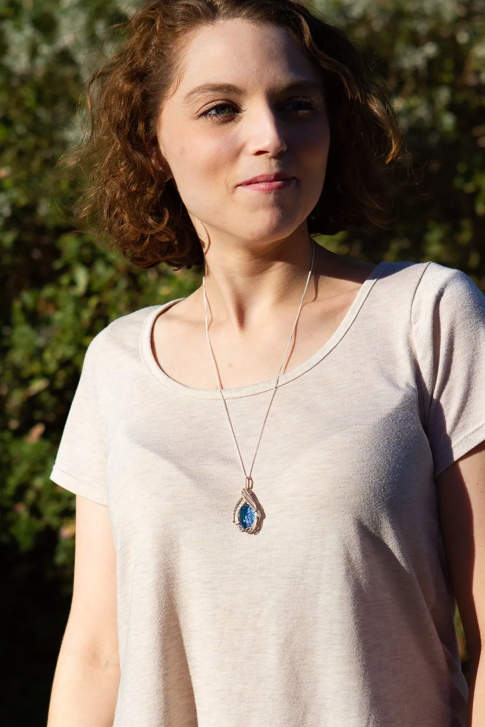 The Soho - Sterling Silver Wire Wrapped Dichroic Glass Pendant with Cremation Ash
