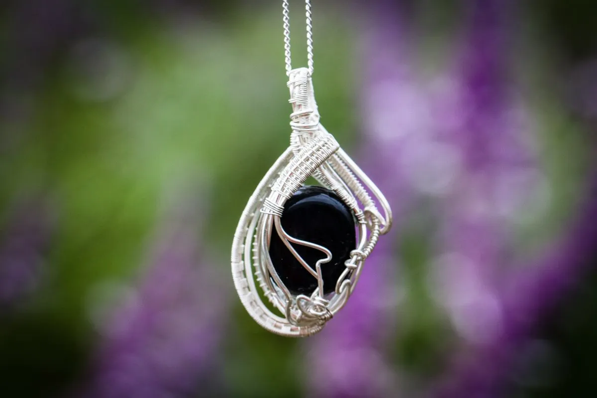 The Soho - Sterling Silver Wire Wrapped Dichroic Glass Pendant with Cremation Ash