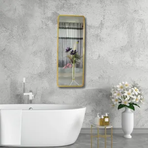 TINITALO Modern Elegance Rectangular Wall-Mounted Mirror Metal Framed Wall Mirror Bathroom Mirror Living Room Mirror Home Decor Mirror 18 x 48 Inches Golden MF 101