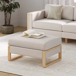 Upholstered Ottoman with Storage Bisque Linen