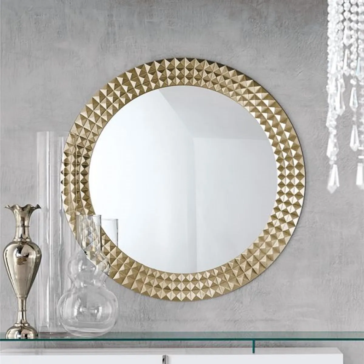 UPZING DECOR Wood Wall Mirror Frame Wall Hanging Wall Floating for Room Hall Bathroom Home Decor Living Room Set of 2 |Golden (24"x24")