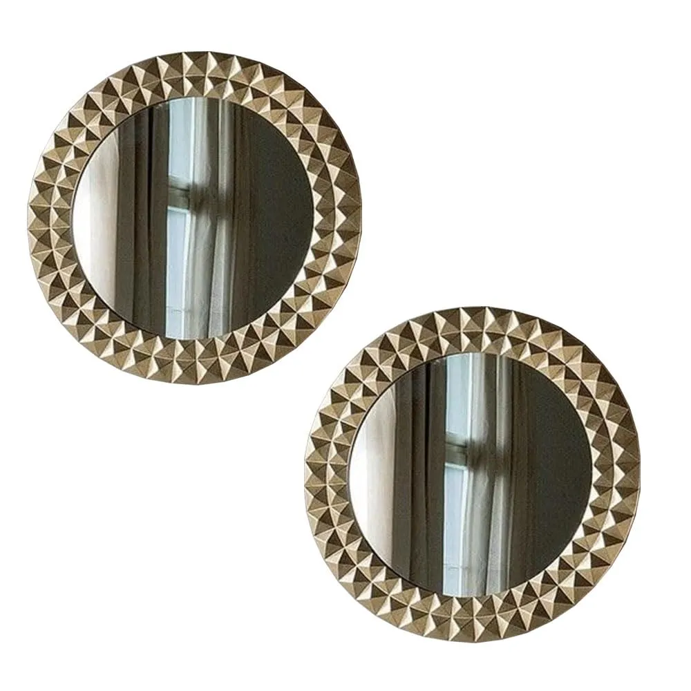UPZING DECOR Wood Wall Mirror Frame Wall Hanging Wall Floating for Room Hall Bathroom Home Decor Living Room Set of 2 |Golden (24"x24")