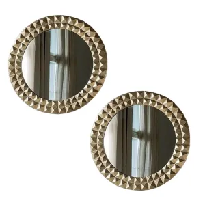 UPZING DECOR Wood Wall Mirror Frame Wall Hanging Wall Floating for Room Hall Bathroom Home Decor Living Room Set of 2 |Golden (24"x24")