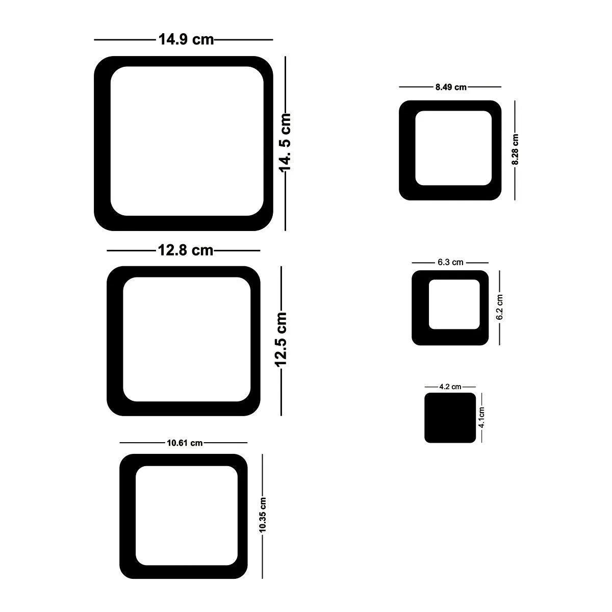Wall1ders 24 Square Golden Six Size Square Mirror Stickers for Wall, Wall Mirror Stickers, Acrylic Stickers, Wall Stickers for Bedroom Hall