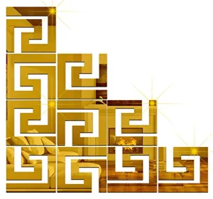 Wall1ders Geometric (Each Piece Size 10 cm), Mirror Stickers for Wall, Acrylic Stickers, Wall Mirror Stickers, Wall Stickers for Bedroom, Hall, Home Offices (10GoldGeometric)