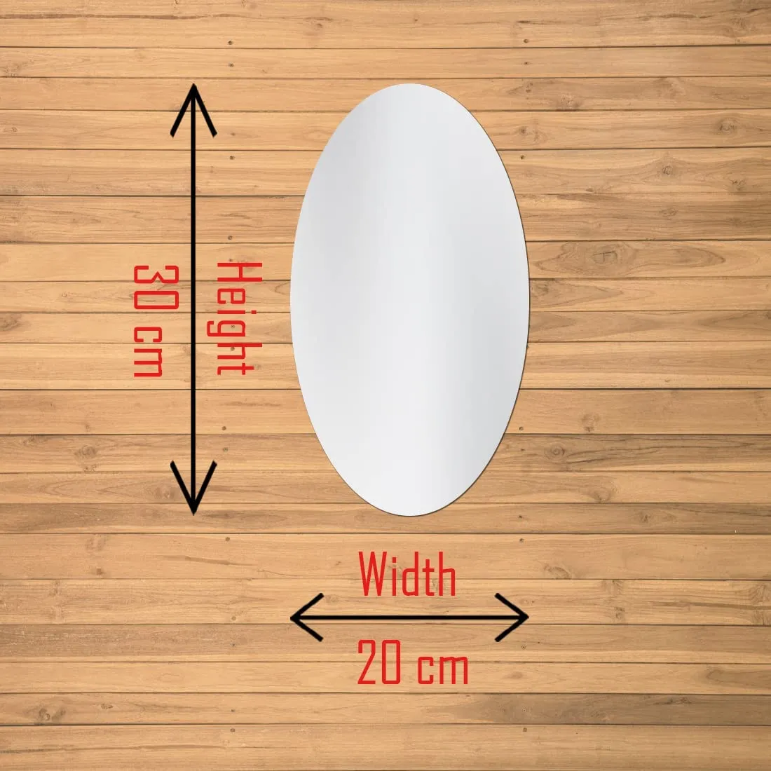 WallDaddy - Self Adhesive Plastic Oval Mirror for Wall Stickers (30x20) Cm Frameless Flexible Mirror for Bathroom | Bedroom | Living Room (AG-OvalMirror) Wall Sticker Mirror Non-Glass