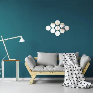 WallWear Mirror Sticker for Home | Mirror Finish Wall Stickers | Pack of 9 (Circle Silver) -Self Adhesive Acrylic Sticker, Mirror Stickers for Home & Festivals Decoration