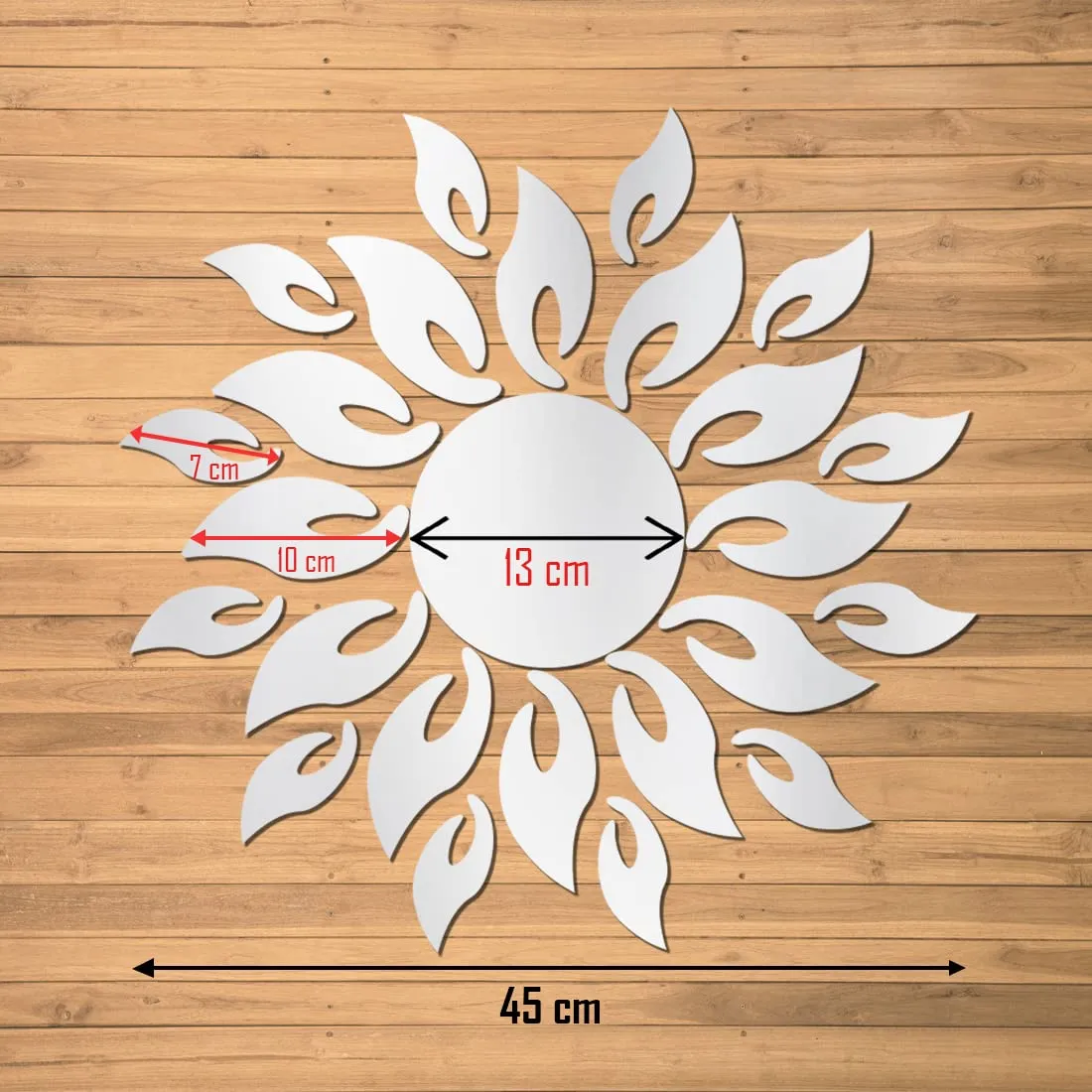 WallWear Mirror Sticker for Home | Mirror Finish Wall Stickers | Pack of (Sunflame Silver) -Self Adhesive Acrylic Sticker, Mirror Stickers for Home & Festivals Decoration