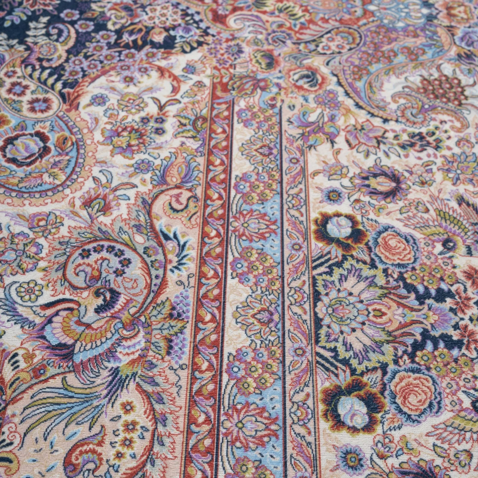 Washable Low Pile Blue Vintage Rug - Darcie