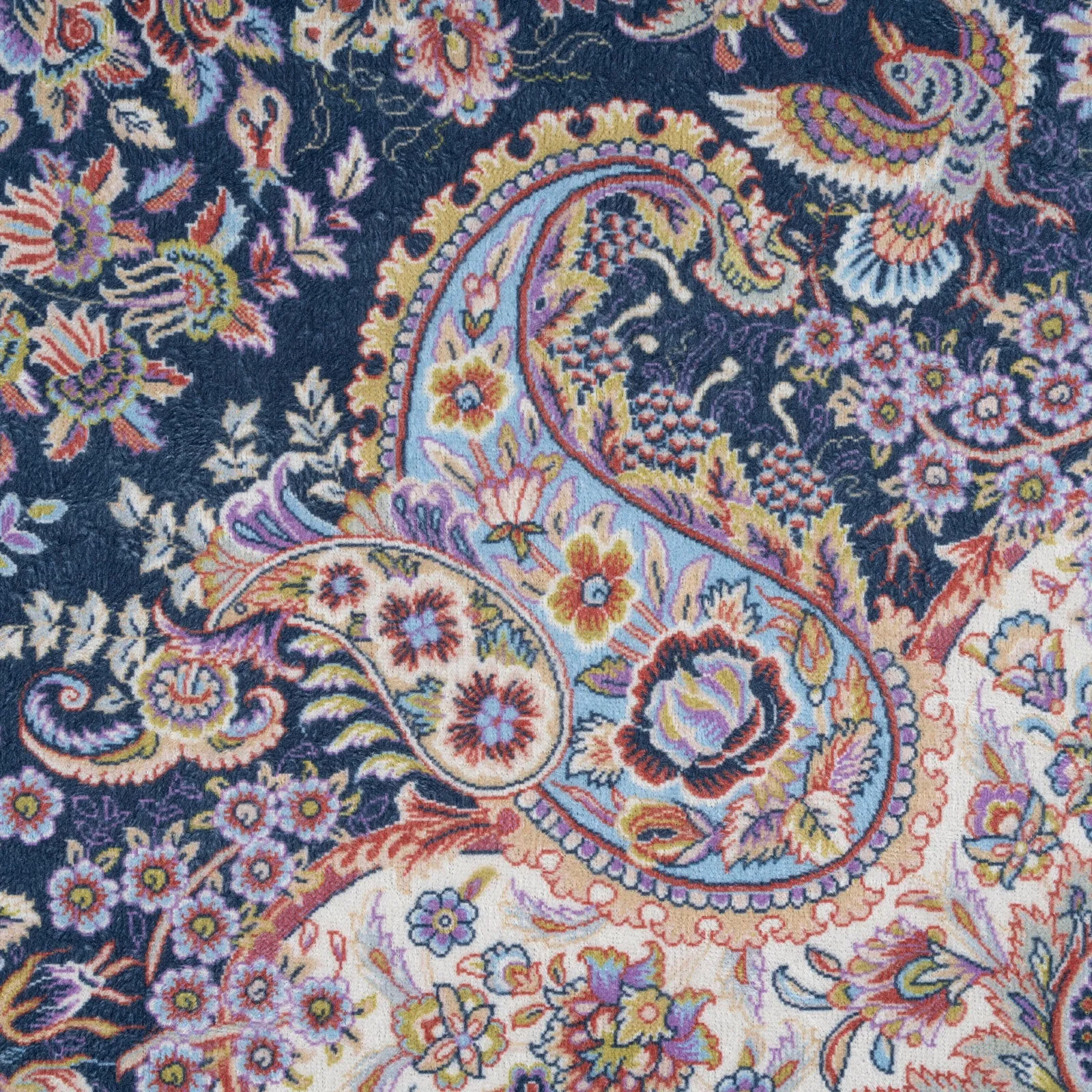 Washable Low Pile Blue Vintage Rug - Darcie