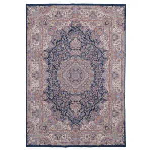 Washable Low Pile Blue Vintage Rug - Darcie