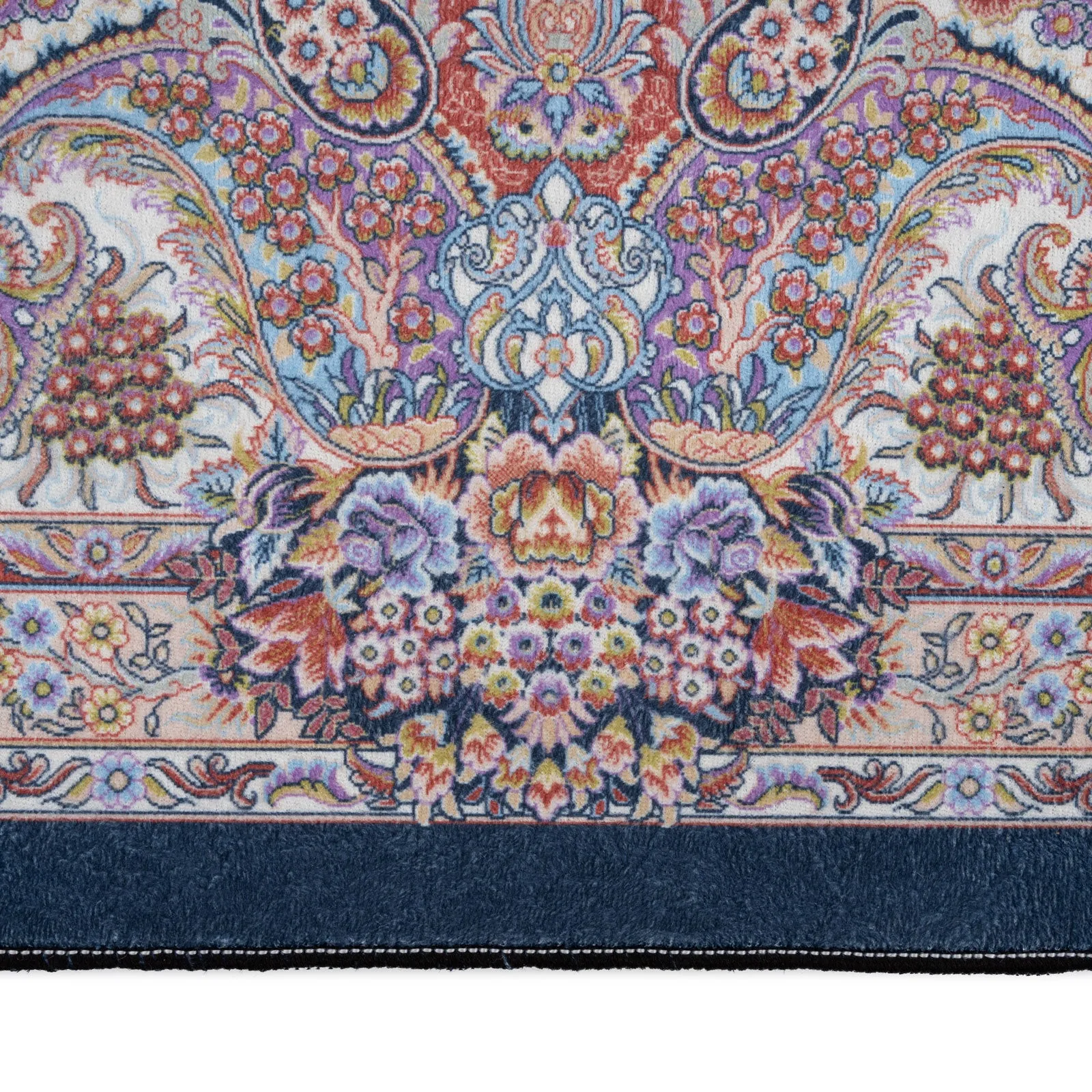Washable Low Pile Blue Vintage Rug - Darcie