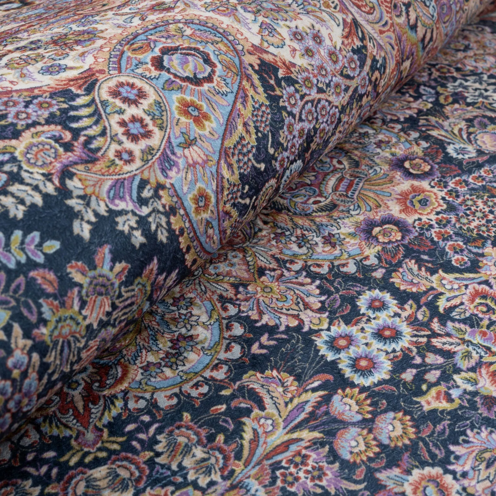 Washable Low Pile Blue Vintage Rug - Darcie