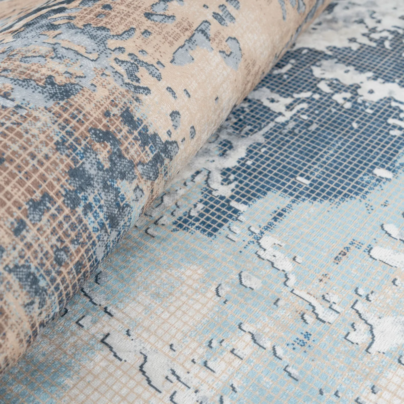 Washable Navy Gold Distressed Rug - Mabel