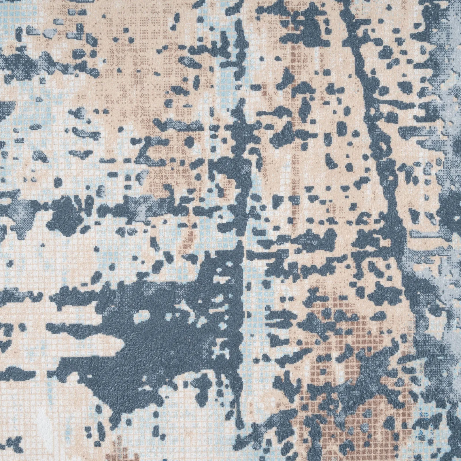 Washable Navy Gold Distressed Rug - Mabel