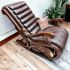 Wooden Twist Vintage Hand Carved Teak Wood Antique Rocking Chair