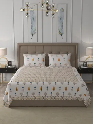 Yellow Elegant Hand Block Print Cotton Super King Size Bedding Set