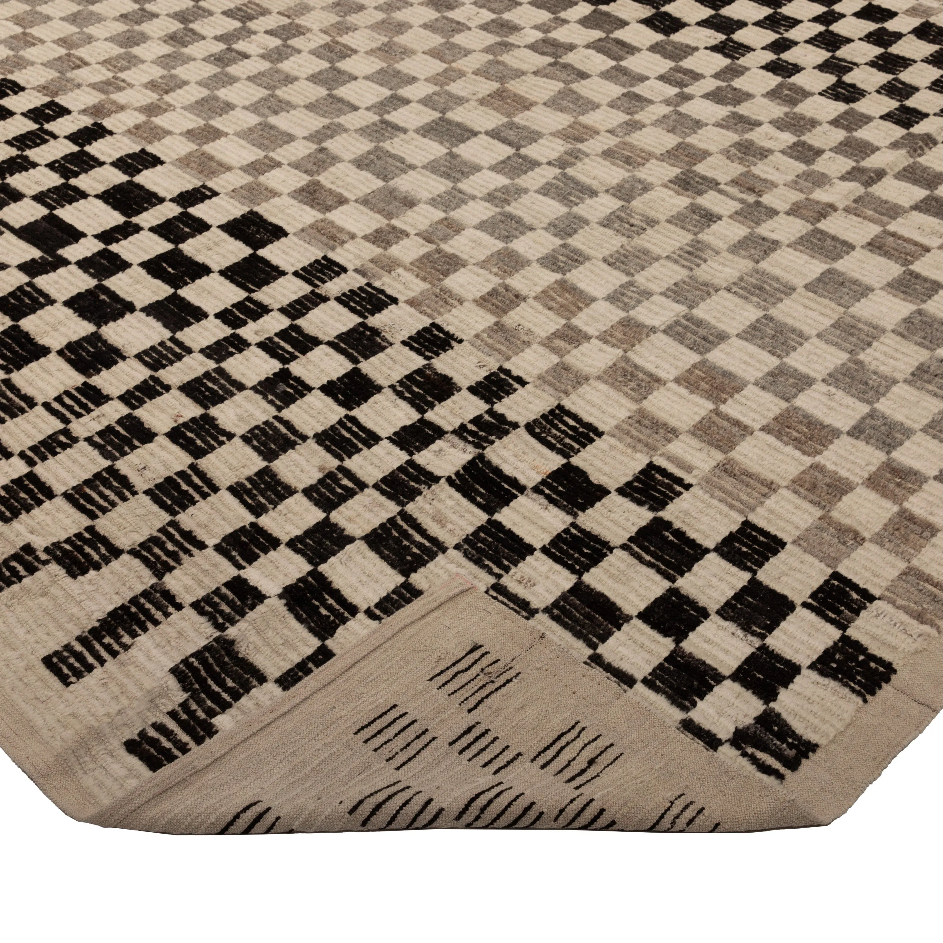 Zameen Multicolored Grid Modern Wool Rug - 10' x 13'10"