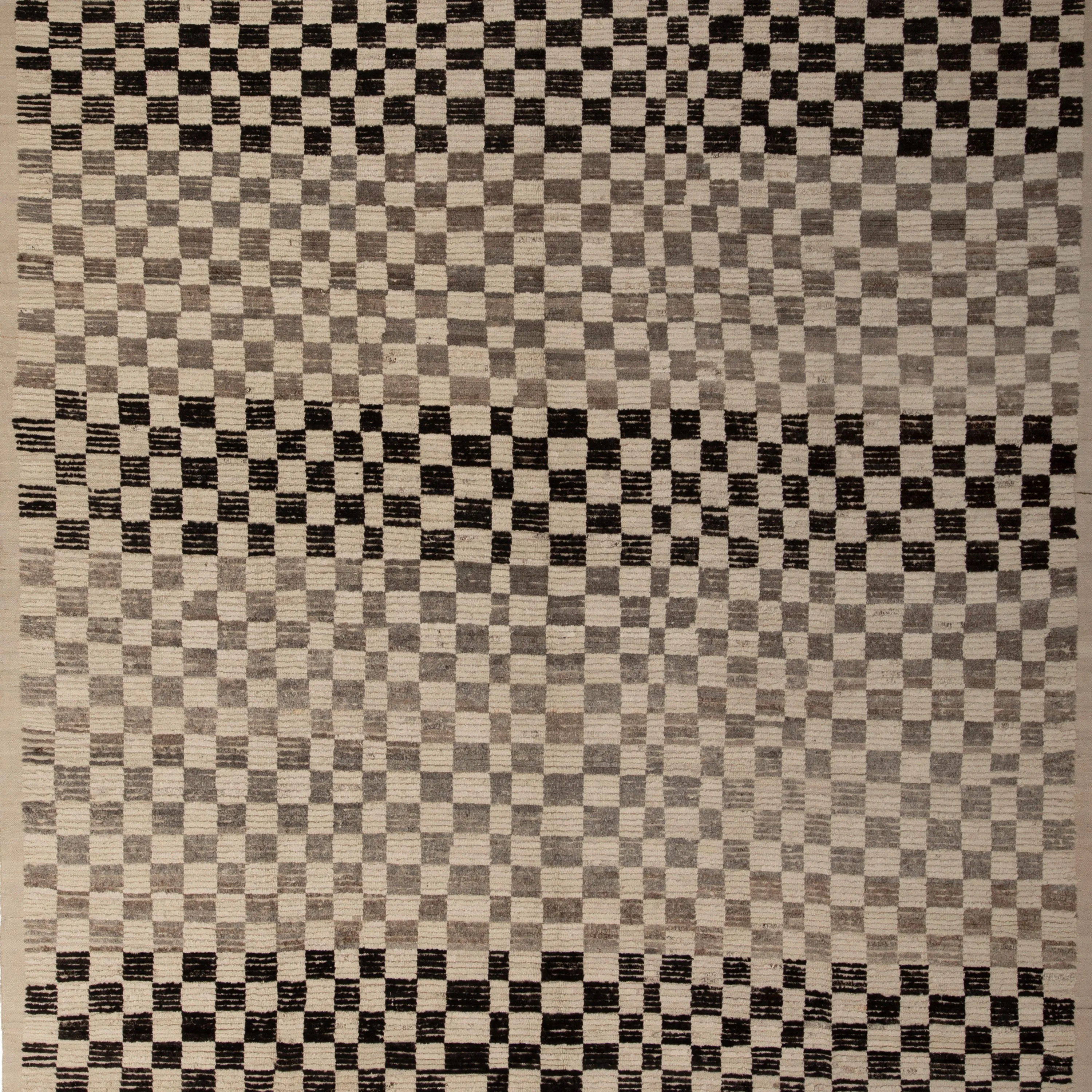 Zameen Multicolored Grid Modern Wool Rug - 10' x 13'10"